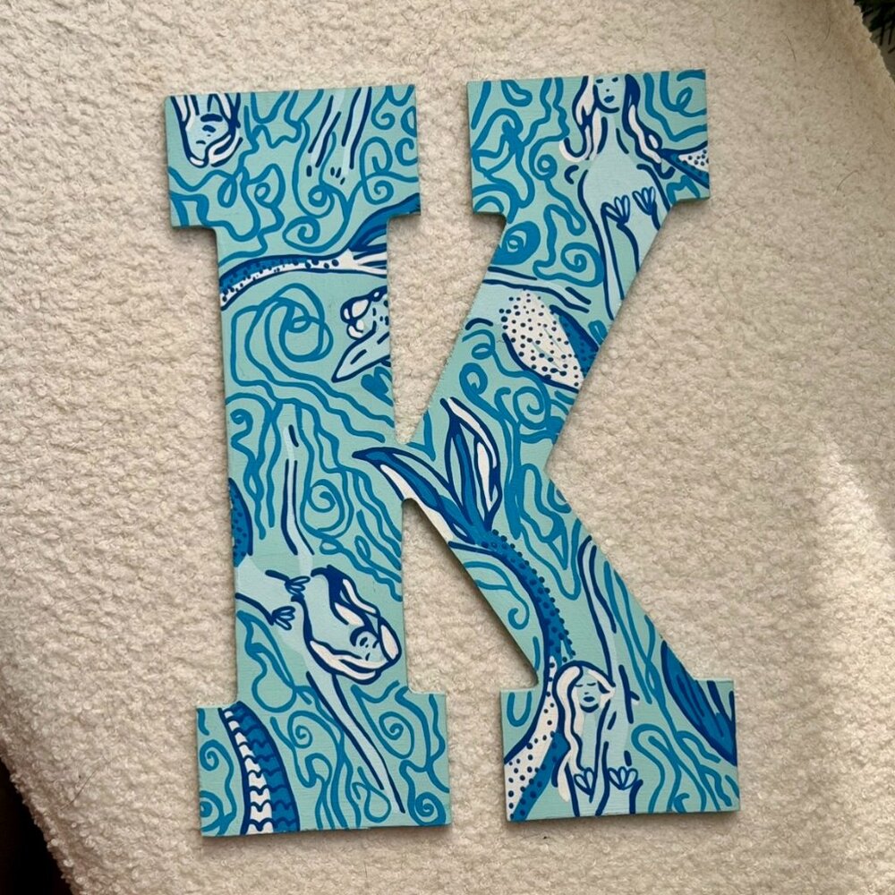 Lilly Pulitzer Nice Tail Mermaid Letter K Room Sign Decor